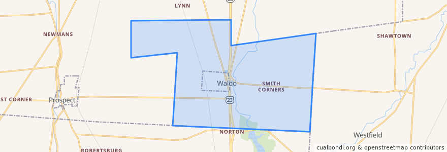 Mapa de ubicacion de Waldo Township.