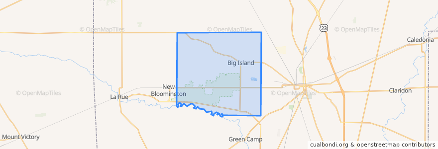 Mapa de ubicacion de Big Island Township.