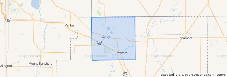 Mapa de ubicacion de Crawford Township.