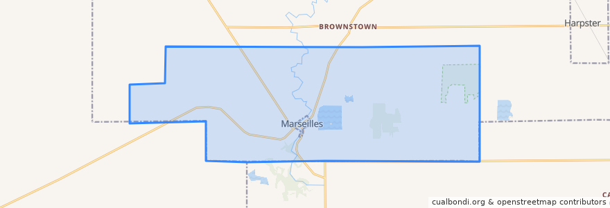 Mapa de ubicacion de Marseilles Township.