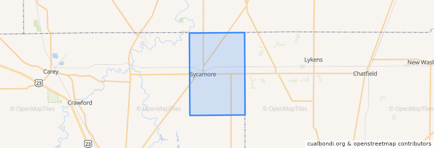 Mapa de ubicacion de Sycamore Township.