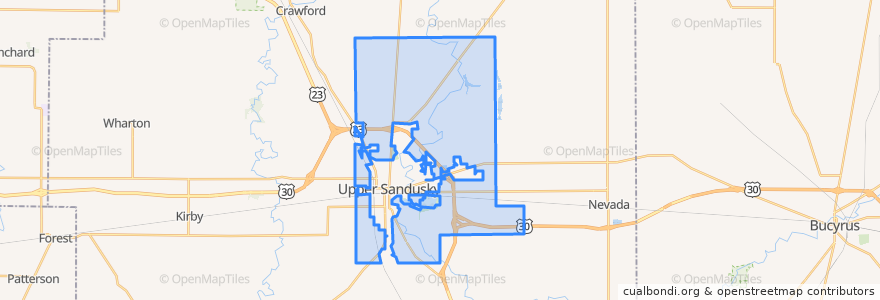 Mapa de ubicacion de Crane Township.