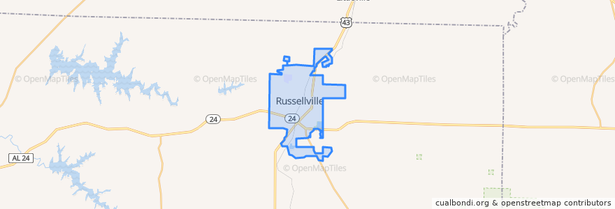 Mapa de ubicacion de Russellville.