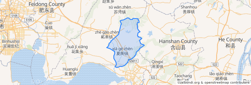 Mapa de ubicacion de 夏阁镇.