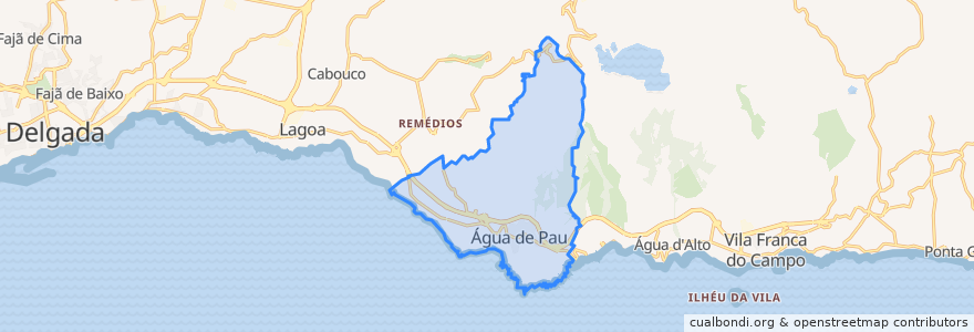 Mapa de ubicacion de Água de Pau.