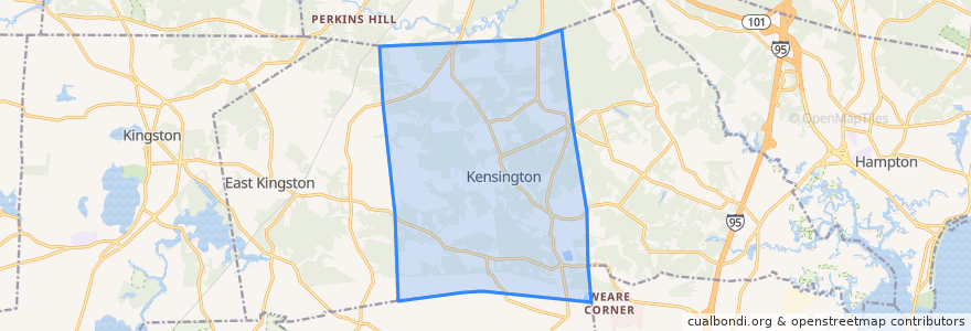 Mapa de ubicacion de Kensington.