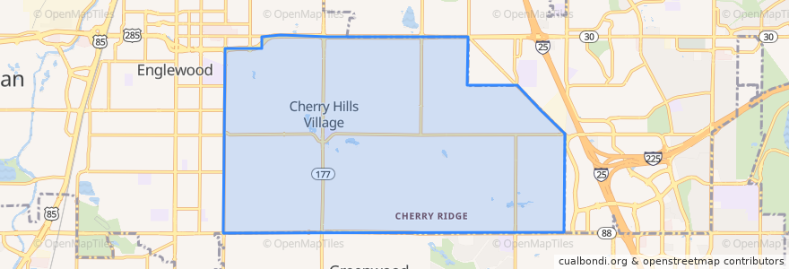 Mapa de ubicacion de Cherry Hills Village.