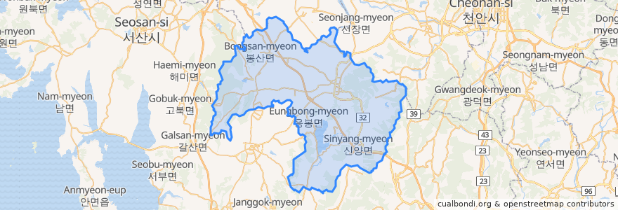 Mapa de ubicacion de 예산군.