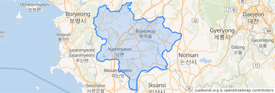 Mapa de ubicacion de 부여군.