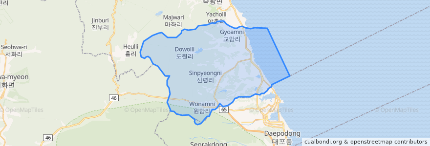 Mapa de ubicacion de 토성면.