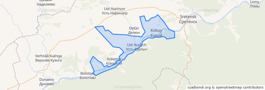 Mapa de ubicacion de Кокуйское городское поселение.