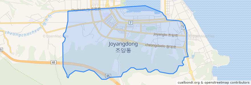 Mapa de ubicacion de 조양동.