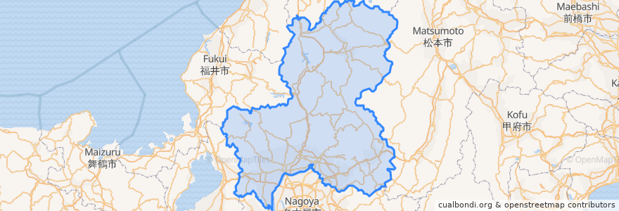 Mapa de ubicacion de Gifu Prefecture.