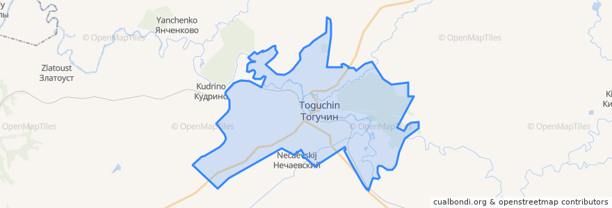 Mapa de ubicacion de городское поселение Тогучин.