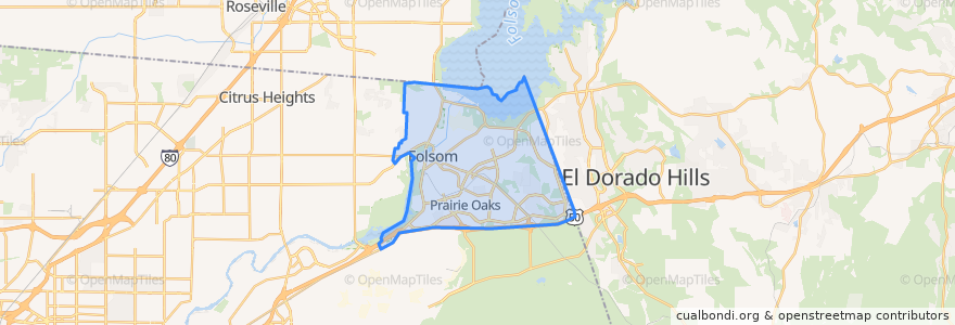 Mapa de ubicacion de Folsom.