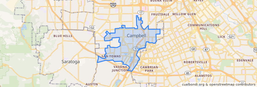 Mapa de ubicacion de Campbell.