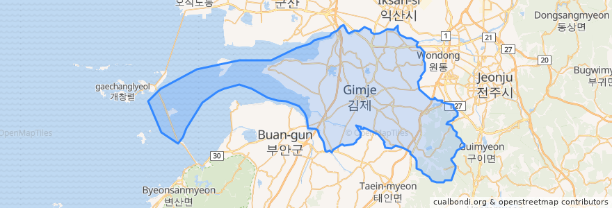 Mapa de ubicacion de 김제시.