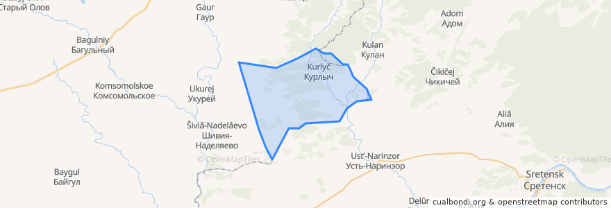 Mapa de ubicacion de Курлыченское сельское поселение.