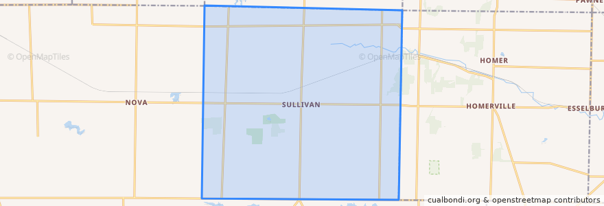 Mapa de ubicacion de Sullivan Township.