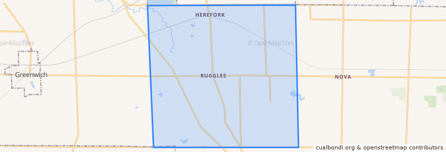 Mapa de ubicacion de Ruggles Township.