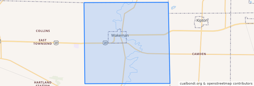 Mapa de ubicacion de Wakeman Township.