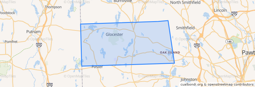 Mapa de ubicacion de Glocester.