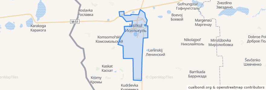 Mapa de ubicacion de Исилькульское городское поселение.