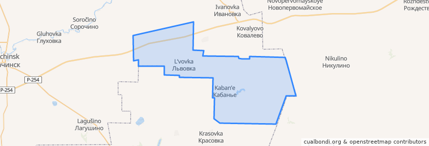 Mapa de ubicacion de Кабаньевское сельское поселение.