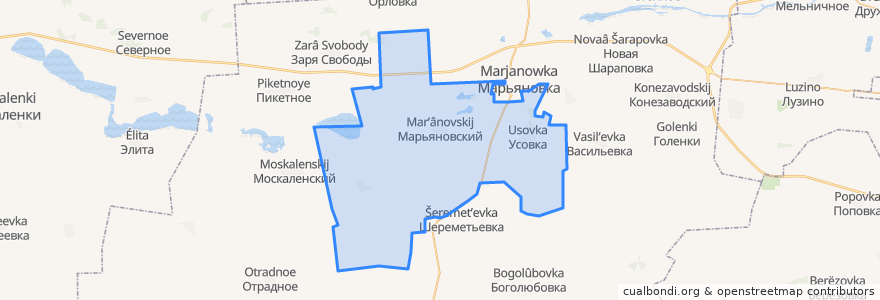 Mapa de ubicacion de Грибановское сельское поселение.