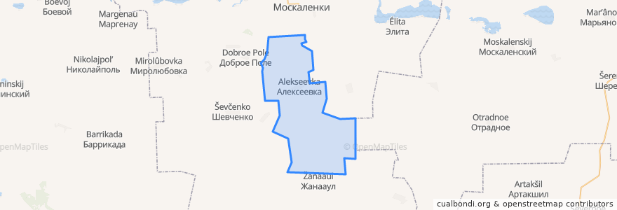 Mapa de ubicacion de Алексеевское сельское поселение.