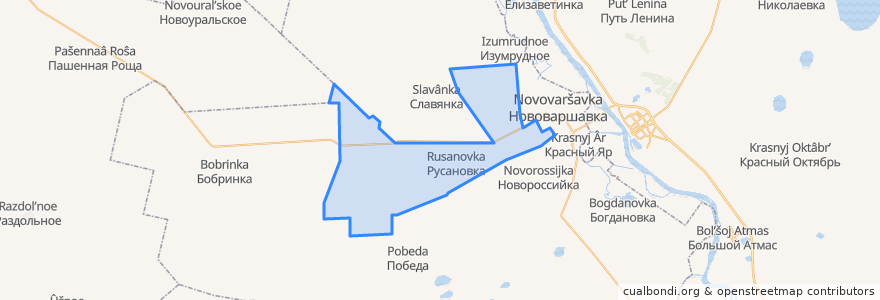 Mapa de ubicacion de Русановское сельское поселение.