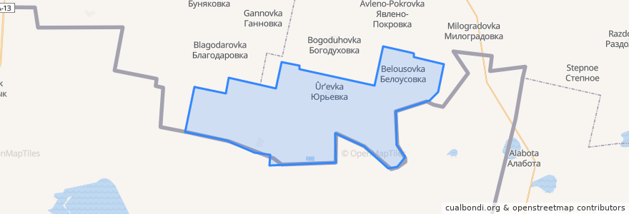 Mapa de ubicacion de Юрьевское сельское поселение.