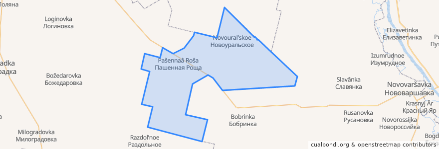 Mapa de ubicacion de Новоуральское сельское поселение.