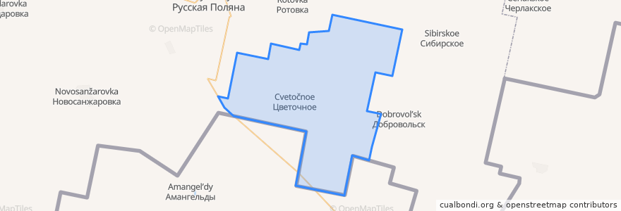 Mapa de ubicacion de Цветочинское сельское поселение.