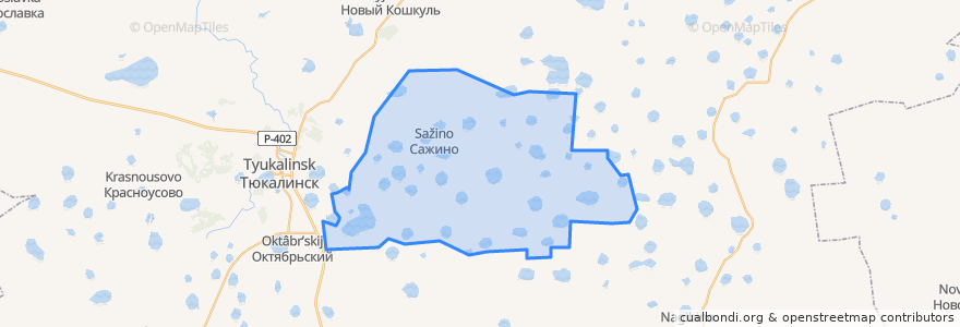 Mapa de ubicacion de Сажинское сельское поселение.