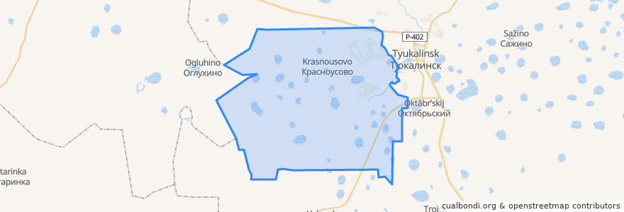 Mapa de ubicacion de Красноусовское сельское поселение.