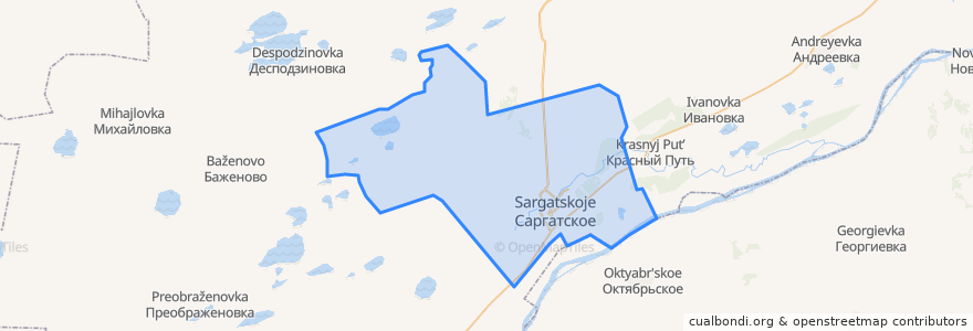 Mapa de ubicacion de Саргатское городское поселение.