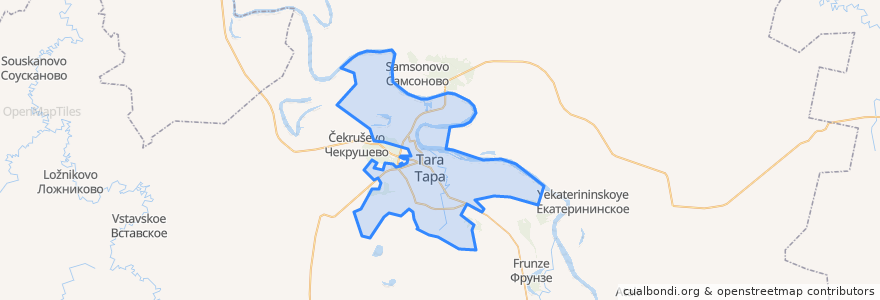 Mapa de ubicacion de Тарское городское поселение.