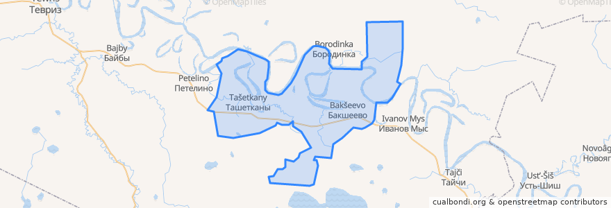 Mapa de ubicacion de Бакшеевское сельское поселение.