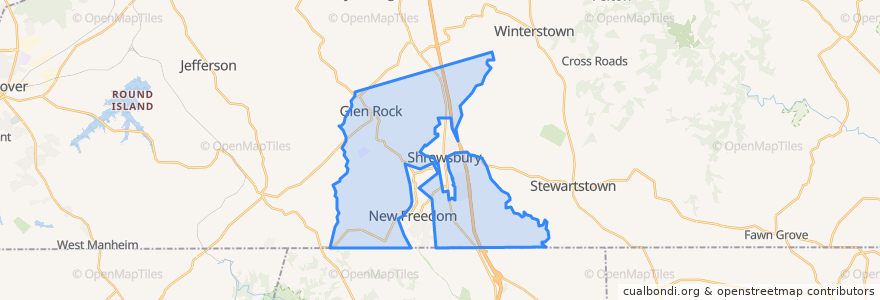 Mapa de ubicacion de Shrewsbury Township.