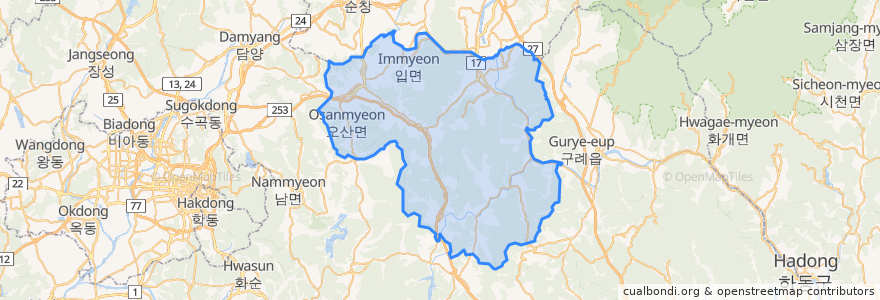 Mapa de ubicacion de 곡성군.