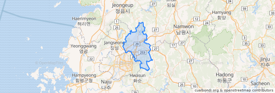 Mapa de ubicacion de 담양군.