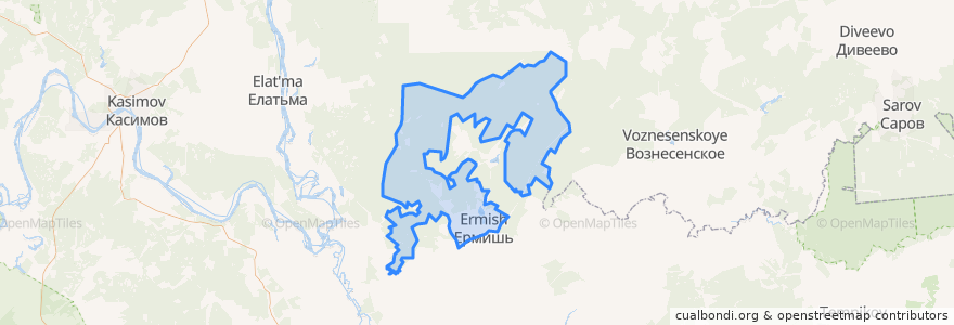 Mapa de ubicacion de Ермишинское городское поселение.