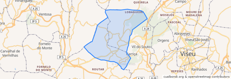 Mapa de ubicacion de Coutos de Viseu.