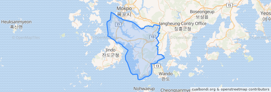 Mapa de ubicacion de 해남군.