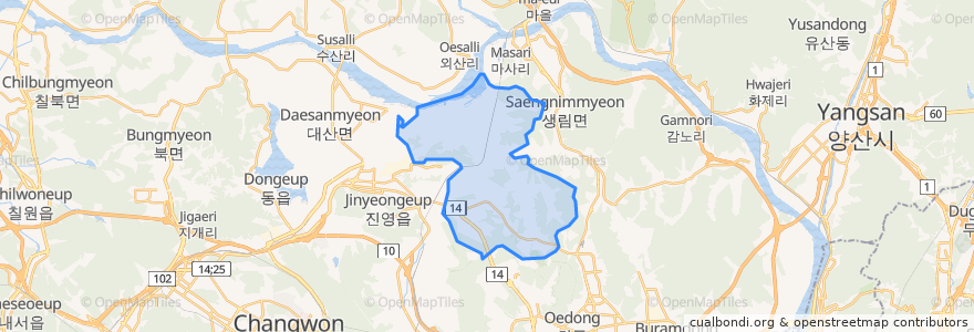 Mapa de ubicacion de 한림면.