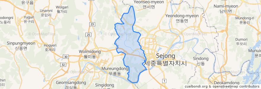 Mapa de ubicacion de 장군면.