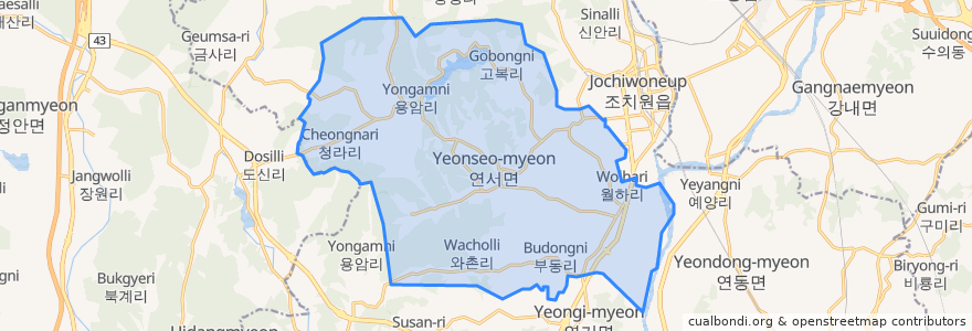 Mapa de ubicacion de 연서면.