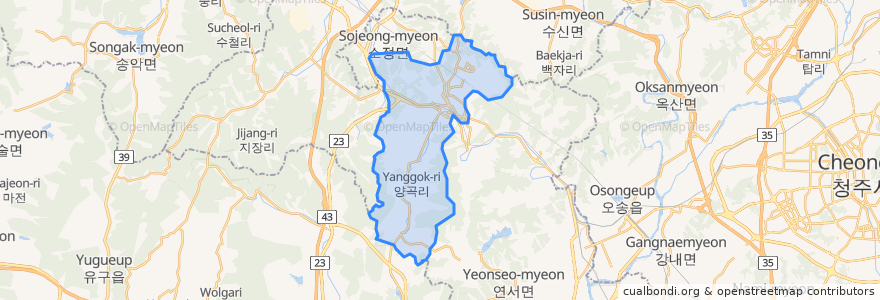 Mapa de ubicacion de 전의면.