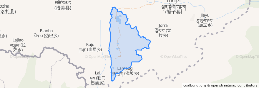 Mapa de ubicacion de མཚོ་སྣ 错那镇.